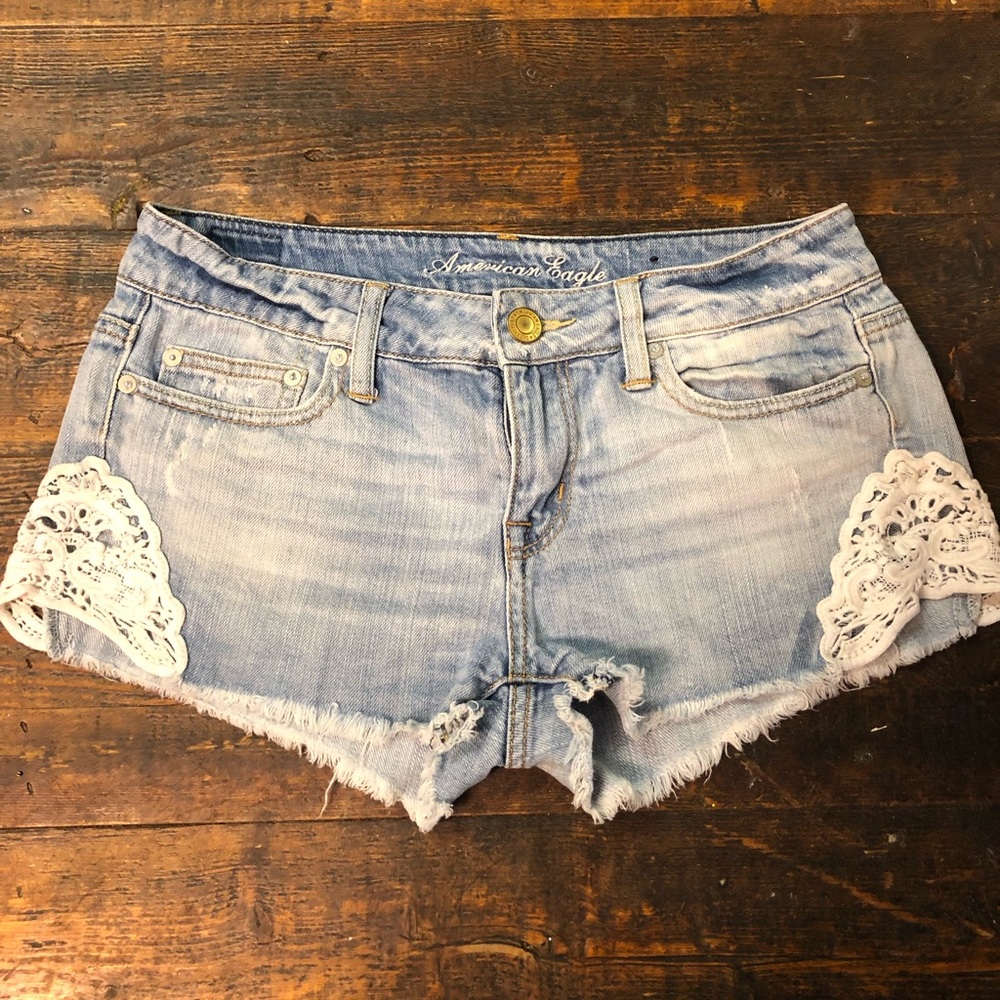 American Eagle Crochet Jean Shorts size 4